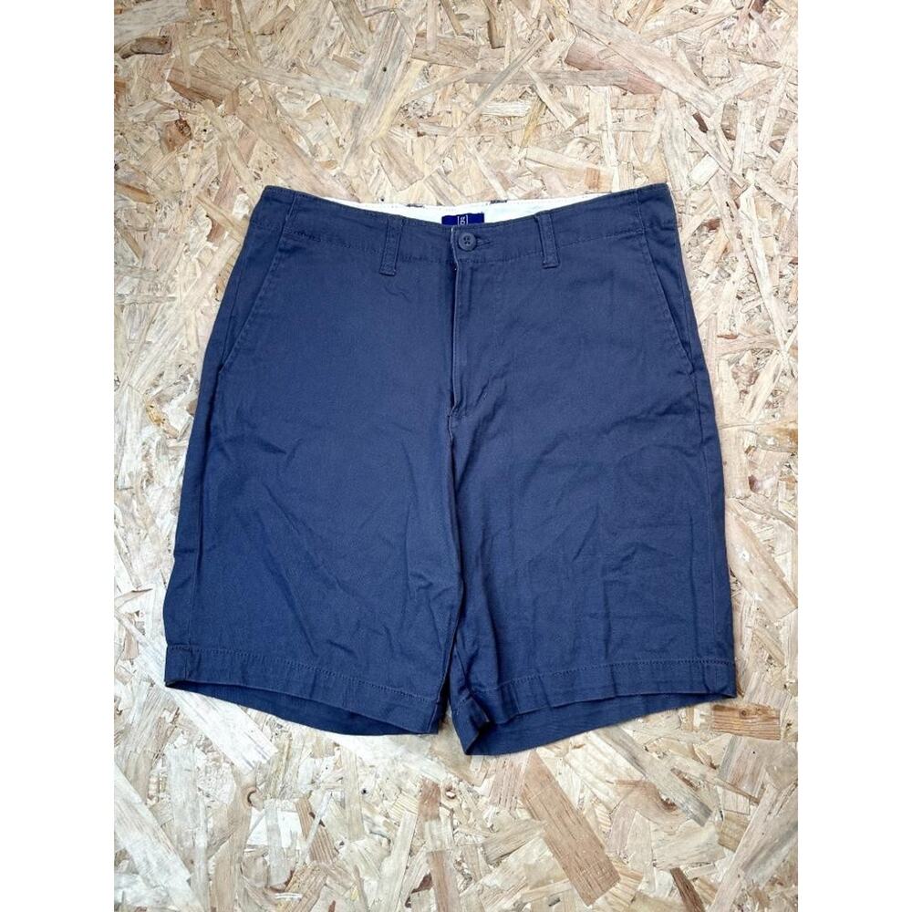 George Mens Chino Shorts Size 30 Navy Blue Flat Front Casual Cotton Blend